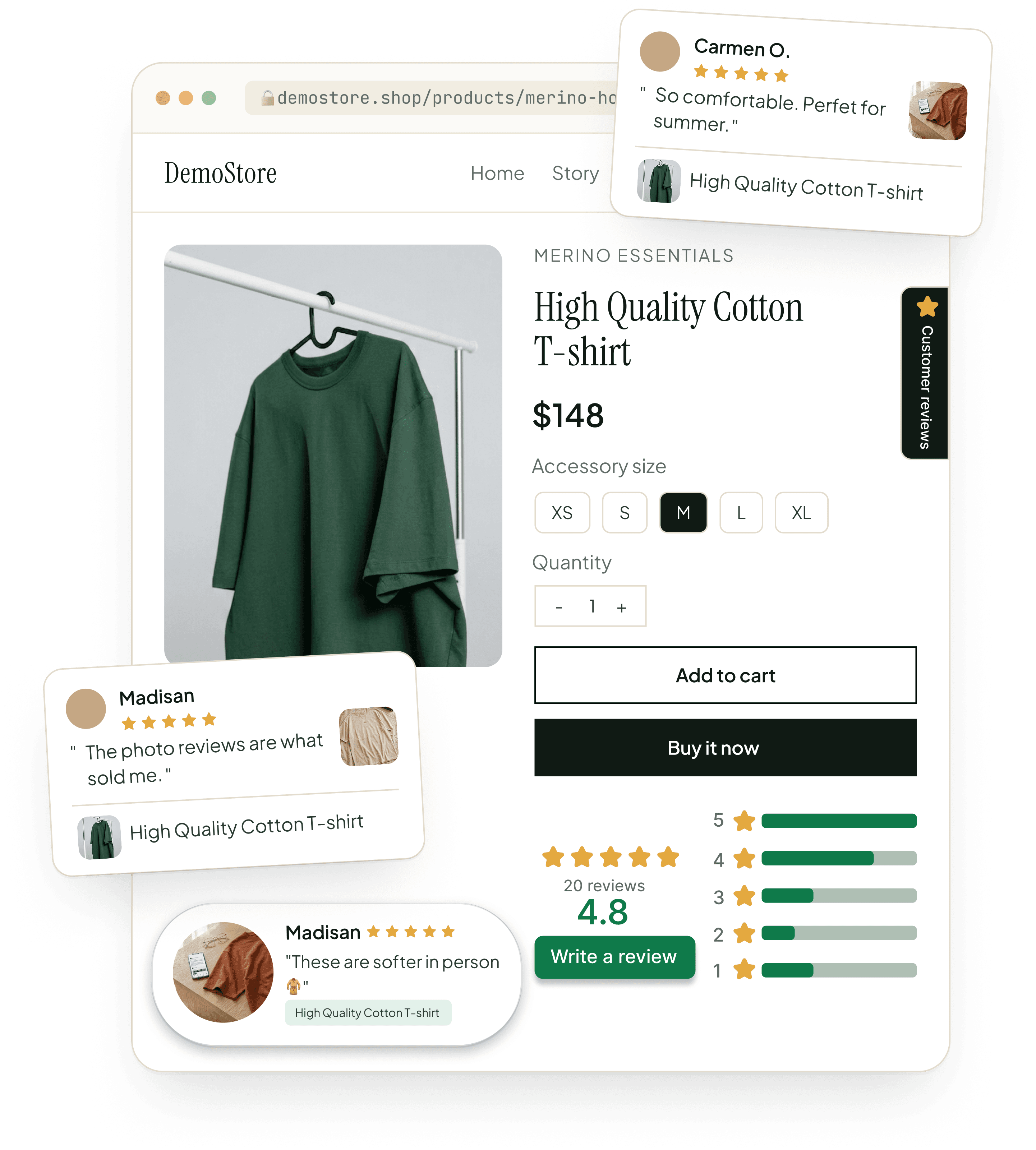 Reviewifyd dashboard showing customer reviews on a Shopify store